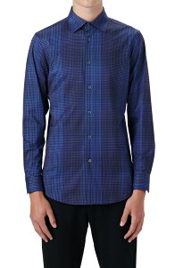 �u�K�b�` �����Y �g�b�v�X �V���c �R�b�g�� Bugatchi OoohCotton Check Button-Up Shirt Midnight �`�F�b�N