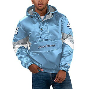 �X�^�[�^�[ �����Y �A�E�^�[ �W���P�b�g�E�u���]�� �T�e�� �p�[�J�[ Men'starter Light Blue Kevin Harvick Home Team Satin Half-Zip Hoodie Jacket Light Blue �u���[