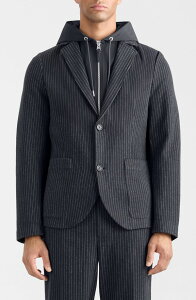 �}�b�J�[�W�� �����Y �A�E�^�[ �W���P�b�g�E�u���]�� Mackage Wells Pinstripe Jacket with Removable Hooded Bib Navy-Cream �N���[��