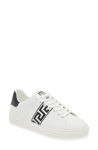 ���F���T�[�` �����Y �V���[�Y �X�j�[�J�[ Versace Barocco Greca Jacquard Low Top Sneaker 2W020-White Black �z���C�g