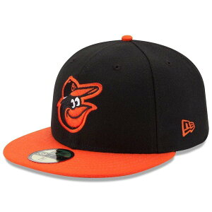 �j���[�G�� ���f�B�[�X �A�N�Z�T���[ �X�q Men's New Era Black/Orange Baltimore Orioles Road Authenticollection-Field 59FIFTY Fitted Hat Black �u���b�N