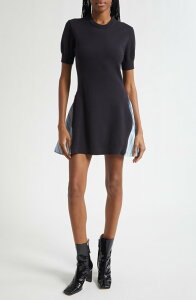 �X���[�����t�B���b�v���� ���f�B�[�X �g�b�v�X �����s�[�X �~�j �R�b�g�� 3.1 Phillip Limixed Media Cotton Blend Minidress Black-Oxford Blue Multi �u���b�N