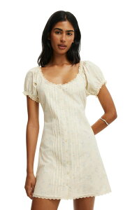 �R�b�g���I�� ���f�B�[�X �g�b�v�X �����s�[�X �~�j Cotton Women's Emma Babydoll Mini Dress Jenna Ditsy Vanilla Glow