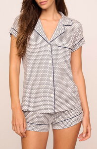 �G�o�[�W�F�C ���f�B�[�X �A���_�[�E�F�A �i�C�g�E�F�A �v�����g Eberjey Gisele Printed Short Pajamas Geo-Sphere Gray Dawn/ Navy �O���[