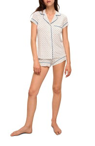 �G�o�[�W�F�C ���f�B�[�X �A���_�[�E�F�A �i�C�g�E�F�A �v�����g Eberjey Gisele Printed Short Pajamas Petite Batik Ivory/ Denim �A�C�{���[
