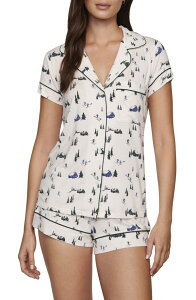�G�o�[�W�F�C ���f�B�[�X �A���_�[�E�F�A �i�C�g�E�F�A �v�����g Eberjey Gisele Printed Short Pajamaski Chalet Ivory/Pine �A�C�{���[