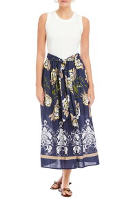 �t�B�t�e�B�[���g�D�G���e�B ���f�B�[�X �g�b�v�X �����s�[�X �~�f�B FIFTEEN TWENTY Seline Mixed Media Midi Dress Navy W/ Off White �I�t�z���C�g