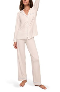 �G�o�[�W�F�C ���f�B�[�X �A���_�[�E�F�A �i�C�g�E�F�A Eberjey Gisele Long Pajamas White/ Ice Blue �z���C�g