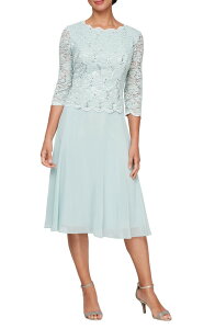 �A���b�N�X�C�u�j���O�X ���f�B�[�X �g�b�v�X �����s�[�X Alex Evenings Faux Two-Piece Cocktail Dress Fresh Mint �~���g