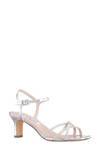 �j�i ���f�B�[�X �V���[�Y �q�[�� �T���_�� �A���N�� Nina Bobby Embellished Ankle Strap Sandal Silver �V���o�[