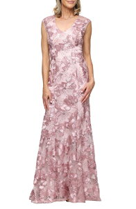�A���b�N�X�C�u�j���O�X ���f�B�[�X �g�b�v�X �����s�[�X�p���R�[�� �m�[�X���[�u Alex Eveningsleevelessequin Soutache Gown Rose