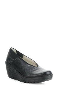 �t���C�����h�� ���f�B�[�X �V���[�Y �q�[�� Fly London Yoza Wedge Ballet Shoe Black Mousse �u���b�N