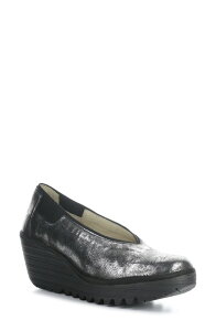 �t���C�����h�� ���f�B�[�X �V���[�Y �q�[�� Fly London Yoza Wedge Ballet Shoe Silver Dk Flash �V���o�[