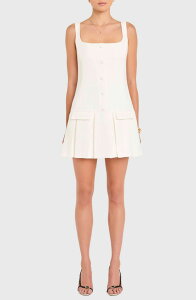 �A�}���_ �A�v���`���[�h ���f�B�[�X �g�b�v�X �����s�[�X �~�j Amanda Uprichard Courtney Pleat Minidress Ivory �A�C�{���[