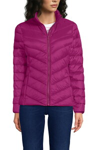 �����Y�G���h ���f�B�[�X �A�E�^�[ �W���P�b�g�E�u���]�� �L���e�B���O �_�E�� Lands' End Wanderweight Ultralight Packable Chevron Quiltedown Jacket Light Raspberry Sorbet