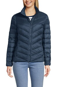 �����Y�G���h ���f�B�[�X �A�E�^�[ �W���P�b�g�E�u���]�� �L���e�B���O �_�E�� Lands' End Wanderweight Ultralight Packable Chevron Quiltedown Jacket Vintage Blue �u���[