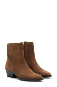 �}���S ���f�B�[�X �V���[�Y �u�[�c�E���C���u�[�c �X�G�[�h MANGO Suede Bootie Medium Brown �u���E��