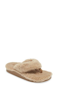 �I���J�C ���f�B�[�X �V���[�Y �T���_�� OluKai Kipea Heu Genuine Shearling Slide Sandal Tan / Brown �u���E��