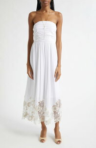 ���C�~�[ �u���b�N ���f�B�[�X �g�b�v�X �����s�[�X�g���b�v���X ���[�X Ramy Brook Milani Strapless Lace Detail Dress Ivory �A�C�{���[