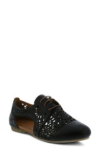 �X�v�����O�X�e�b�v ���f�B�[�X �V���[�Y �p���v�X �J�b�g�A�E�g �_�[�r�[ Spring Step Theone Cutout Derby Flat Black Leather �u���b�N