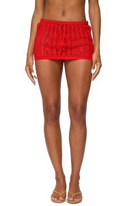 �A�f�B�N�e�b�h ���f�B�[�X �{�g���X�J�[�g �~�j EDIKTED Leola Open Stitch Cover-Up Drawstring Miniskirt Red ���b�h