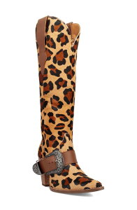 �f�B���S ���f�B�[�X �V���[�Y �u�[�c�E���C���u�[�c Dingo Spur Crazy Genuine Calf Hair Over the Knee Boot Leopard �A�j�}��