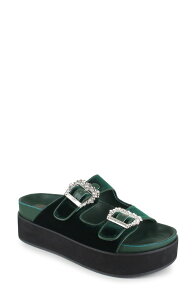 �W�W ���f�B�[�X �V���[�Y �T���_�� �v���b�g�t�H�[�� ZIGI Rosalinda Platform Slide Sandal Green �O���[��