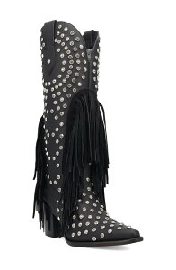�f�B���S ���f�B�[�X �V���[�Y �u�[�c�E���C���u�[�c �t�����W Dingo Show Pony Fringe & Rhinestone Western Boot Black �u���b�N