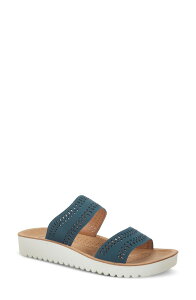 �t���N�T�X ���f�B�[�X �V���[�Y �q�[�� �J�b�g�A�E�g �T���_�� Flexus by Spring Step Bayshore Crystal Cutout Slide Sandal Navy �l�C�r�[