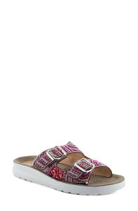 �t���N�T�X ���f�B�[�X �V���[�Y �T���_�� �v���b�g�t�H�[�� Flexus by Spring Step Cytheria Platform Wedge Slide Sandal Fuchsia Multi �t���[�V��