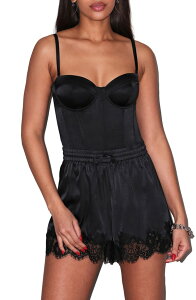 �t���[�f���}�[�� ���f�B�[�X �{�g���X �n�[�t�p���c�E�V���[�c �V���N ���[�X Fleur Du Mal Juliet Silk & Lace Short Black �u���b�N