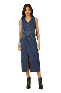 ���~�L�� ���f�B�[�X �{�g���X �f�j���p���c �R�[�g Yumi Button Up Denim Stretch Waistcoat Blue �u���[