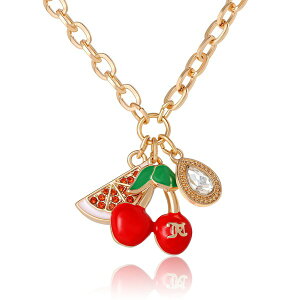 �W���[�V�[�N�`���[�� ���f�B�[�X �A�N�Z�T���[ �l�b�N���X�E�`���[�J�[ ���[�X Juicy Couture Cherry & Watermelon Charm Necklace 18 + 2'' Gold Tone Red ���b�h
