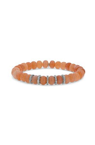 �V�F�������G ���f�B�[�X �A�N�Z�T���[ �u���X���b�g�E�o���O���E�A���N���b�g Sherylowe Peach Moonstone 8MM Bead Bracelet With 5 Diamond Rondelles Peach / Sterling Silver �s�[�`