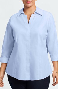 �t�H�b�N�X�N���t�g ���f�B�[�X �g�b�v�X �V���c �R�b�g�� Foxcroft 'Taylor' Three-Quarter Sleeve Non-Iron Cotton Shirt Blue Wave �u���[