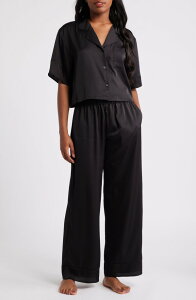 �I�[�v���G�f�B�b�g ���f�B�[�X �A���_�[�E�F�A �i�C�g�E�F�A �T�e�� Open Edit Boxy Everyday Satin Pajamas Black �u���b�N