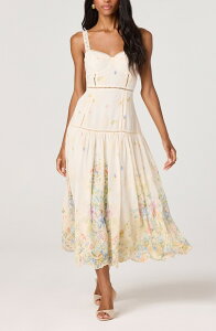 �A�X�g�[�� ���f�B�[�X �g�b�v�X �����s�[�X �}�L�V ASTR the Label Pellagia Eyelet Maxi Dress Creamulti Floral �N���[��