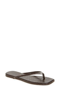 �e�B�L�[�Y ���f�B�[�X �V���[�Y �T���_�� TKEES Lily Square Toe Flip Flop Carob Croc