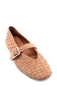 �W�F���g���\�E���Y ���f�B�[�X �V���[�Y �p���v�X Gentle Souls Winifred Woven Mary Jane Flat Camel Suede �L������