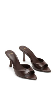 �}���S ���f�B�[�X �V���[�Y �T���_�� MANGO Pointed Toe Slide Sandal Dark Chocolate �`���R���[�g