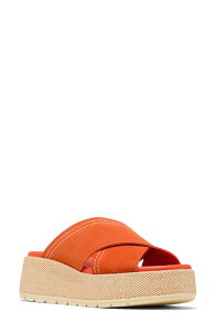 �\���� ���f�B�[�X �V���[�Y �T���_�� �v���b�g�t�H�[�� SOREL Sunpeak Platform Slide Sandal Crimson Fire/ Honey White �z���C�g