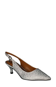 �W�F�C���j�[ ���f�B�[�X �V���[�Y �p���v�X J. Rene Ferryanne Pointed Toe Slingback Pump Steel Gray Satin/ Rhinestones �O���[