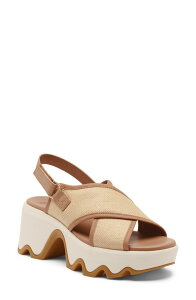 �\���� ���f�B�[�X �V���[�Y �T���_�� �v���b�g�t�H�[�� SOREL Kinetic Aura Slingback Platform Sandal Honest Beige/ Gum 16 �x�[�W��