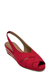 �G�A���\�[���Y ���f�B�[�X �V���[�Y �T���_�� ���l�� Aerosoles Roberta Linen Slingback Espadrille Wedge Sandal Rich Red Linen ���b�h