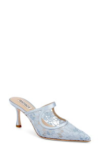 �o�b�W�F���[�~�V���J ���f�B�[�X �V���[�Y �q�[�� �J�b�g�A�E�g BADGLEY MISCHKA Oaklyn Cutout Mule Blue Satin �u���[
