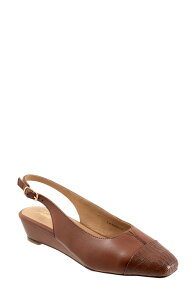 �g���b�^�[�Y ���f�B�[�X �V���[�Y �p���v�X �L���b�v Trotters Dea Slingback Cap Toe Wedge Pump Cognacroco