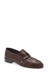�U ���E ���f�B�[�X �V���[�Y �X���b�|���E���[�t�@�[ The Row Soft Eelskin Loafer Light Brown �u���E��
