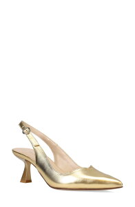 �y�����[�_ ���f�B�[�X �V���[�Y �p���v�X Pelle Moda Janah Slingback Pointed Toe Pump Gold Leather �S�[���h