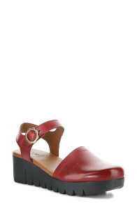 �t���C�����h�� ���f�B�[�X �V���[�Y �T���_�� �v���b�g�t�H�[�� �A���N�� Fly London Vizi Ankle Straplatform Wedge Clog Red ���b�h
