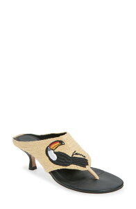 �t�@�[�� ���f�B�[�X �V���[�Y �T���_�� �q�[�� FARM Rio Icons Raffia Kitten Heel Slide Sandal Tucan Black �u���b�N